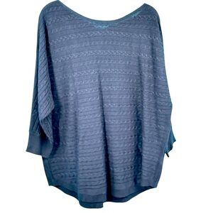 Cable Knit Dolman Pullover Sweater Navy